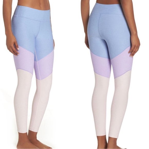 NWOT Outdoor Voices 7/8 Color Block Lilac Lavender Blue Leggings Size S - Picture 2 of 12